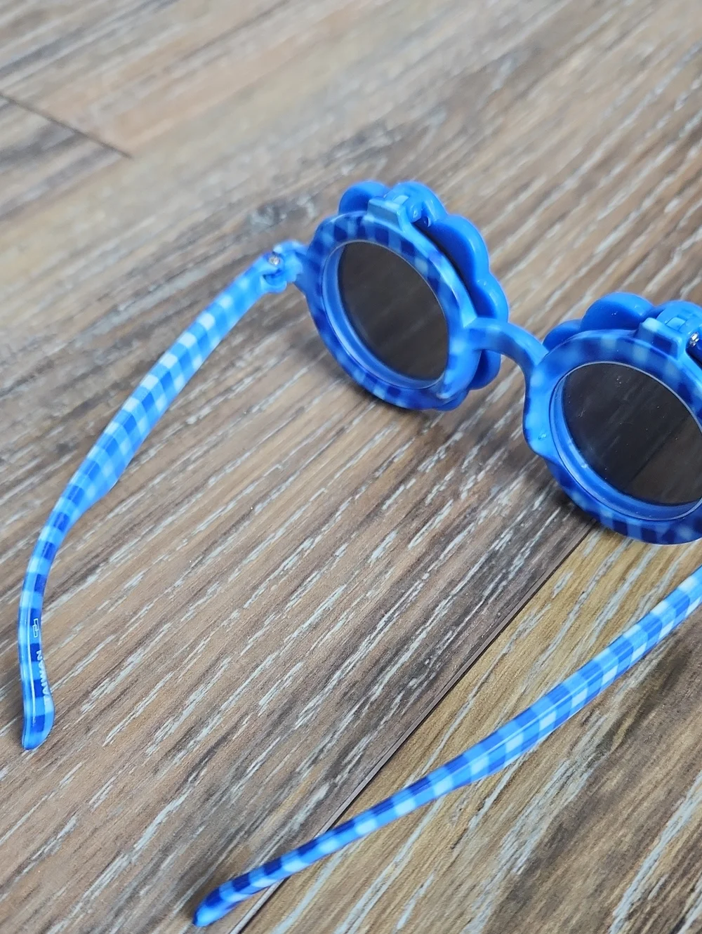 Vintage Kids Sunglasses Blue Gingham Check